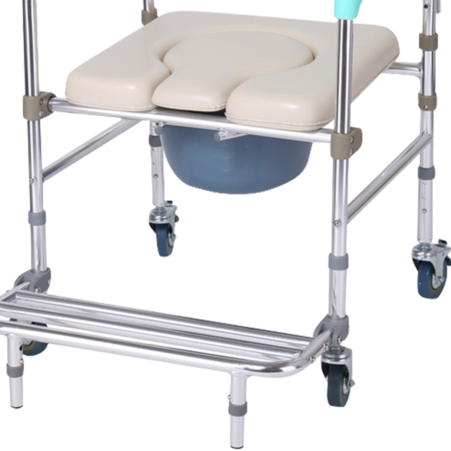 Massage Chairs: Orthonica Commode Chair With Castors Aluminium Frame Footrest Soft Push Handles