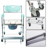 Massage Chairs: Orthonica Commode Chair With Castors Aluminium Frame Footrest Soft Push Handles