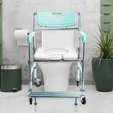 Massage Chairs: Orthonica Commode Chair With Castors Aluminium Frame Footrest Soft Push Handles