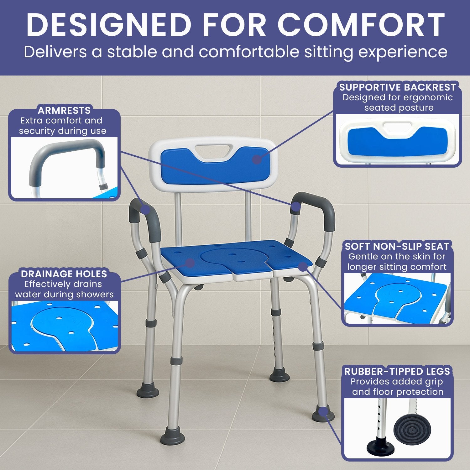 Table & Bar Stools: Orthonica Height-Adjustable Aluminium Commode Shower Chair with Armrests Backrest Armrests Soft Stool Seat Aid