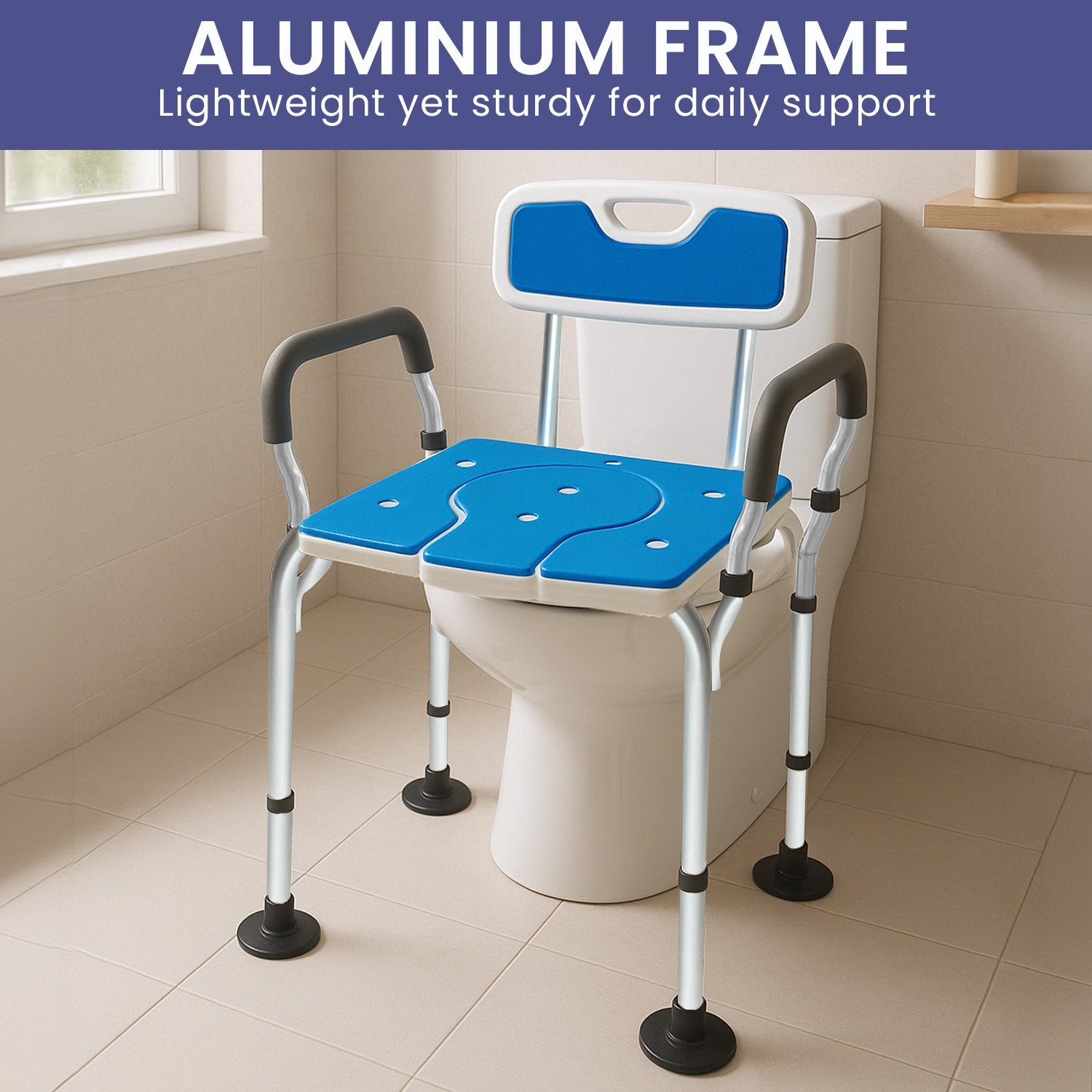 Table & Bar Stools: Orthonica Height-Adjustable Aluminium Commode Shower Chair with Armrests Backrest Armrests Soft Stool Seat Aid