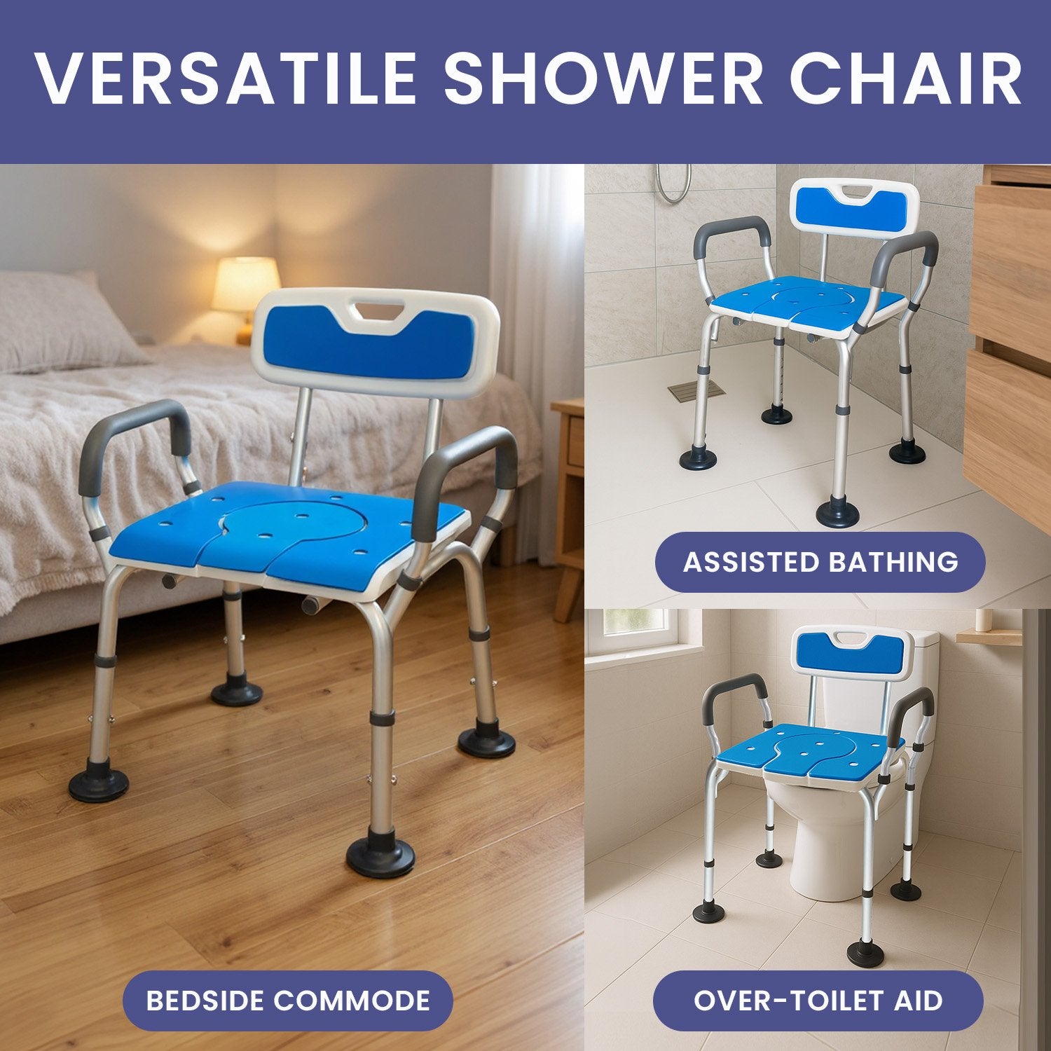 Table & Bar Stools: Orthonica Height-Adjustable Aluminium Commode Shower Chair with Armrests Backrest Armrests Soft Stool Seat Aid