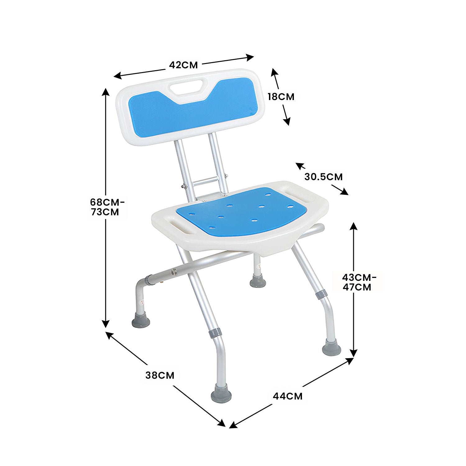 Bathroom Cabinets, Cupboards & Storage: Orthonica Compact & Foldable Commode Shower Chair w/Height Adjustable Aluminium Frame Non Slip Feet HDPE Seat & Backrest