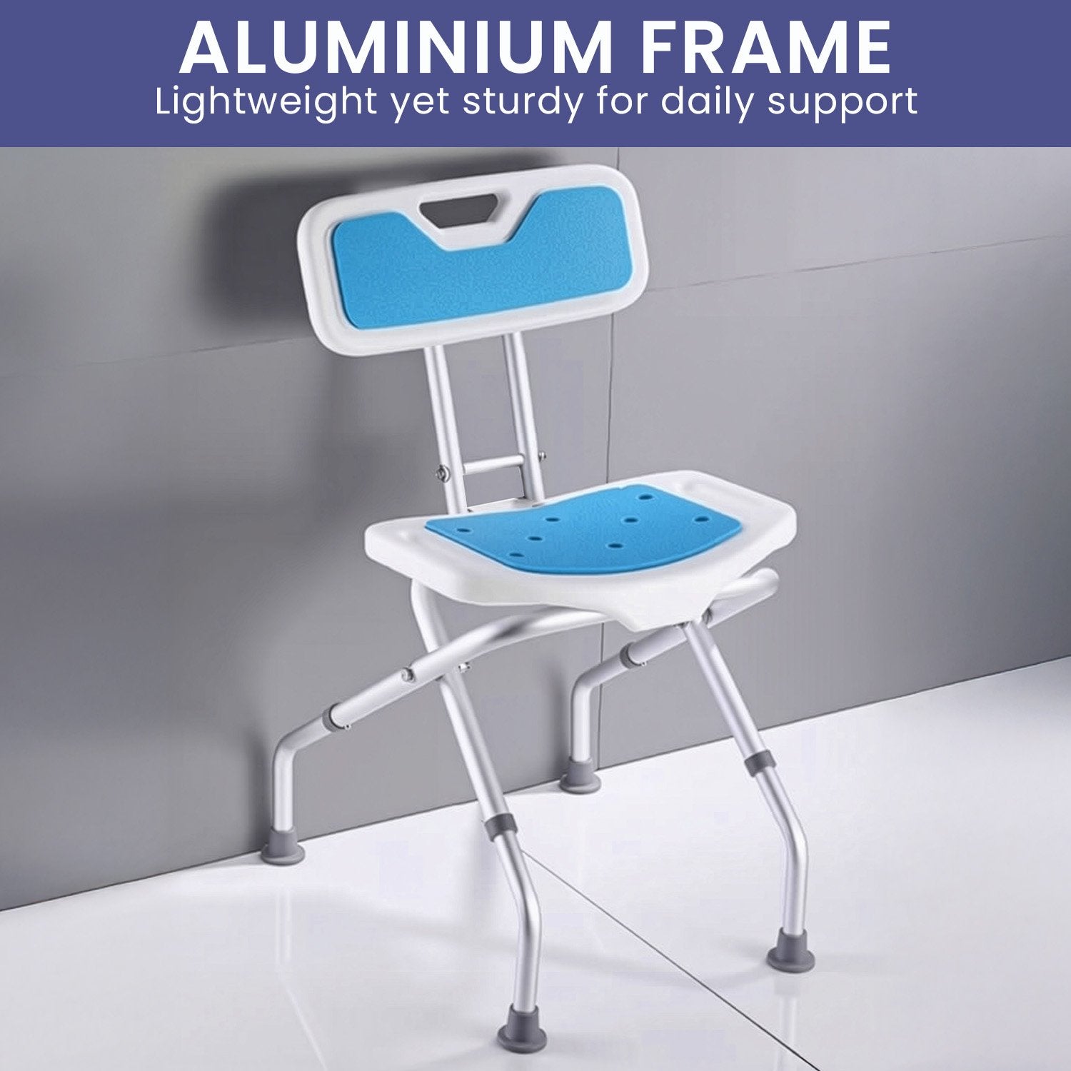 Bathroom Cabinets, Cupboards & Storage: Orthonica Compact & Foldable Commode Shower Chair w/Height Adjustable Aluminium Frame Non Slip Feet HDPE Seat & Backrest