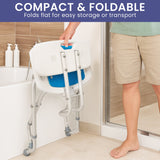 Bathroom Cabinets, Cupboards & Storage: Orthonica Compact & Foldable Commode Shower Chair w/Height Adjustable Aluminium Frame Non Slip Feet HDPE Seat & Backrest