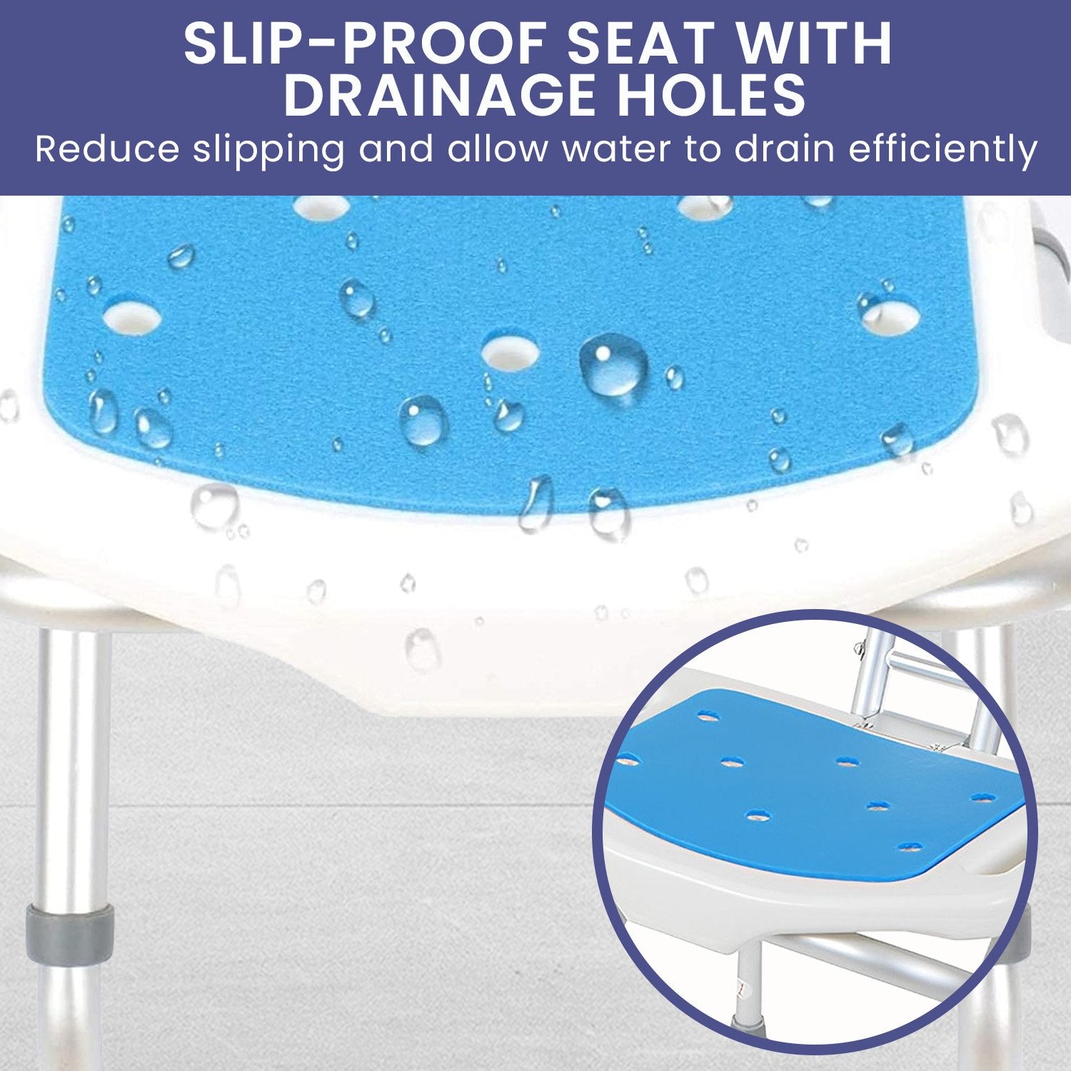 Bathroom Cabinets, Cupboards & Storage: Orthonica Compact & Foldable Commode Shower Chair w/Height Adjustable Aluminium Frame Non Slip Feet HDPE Seat & Backrest