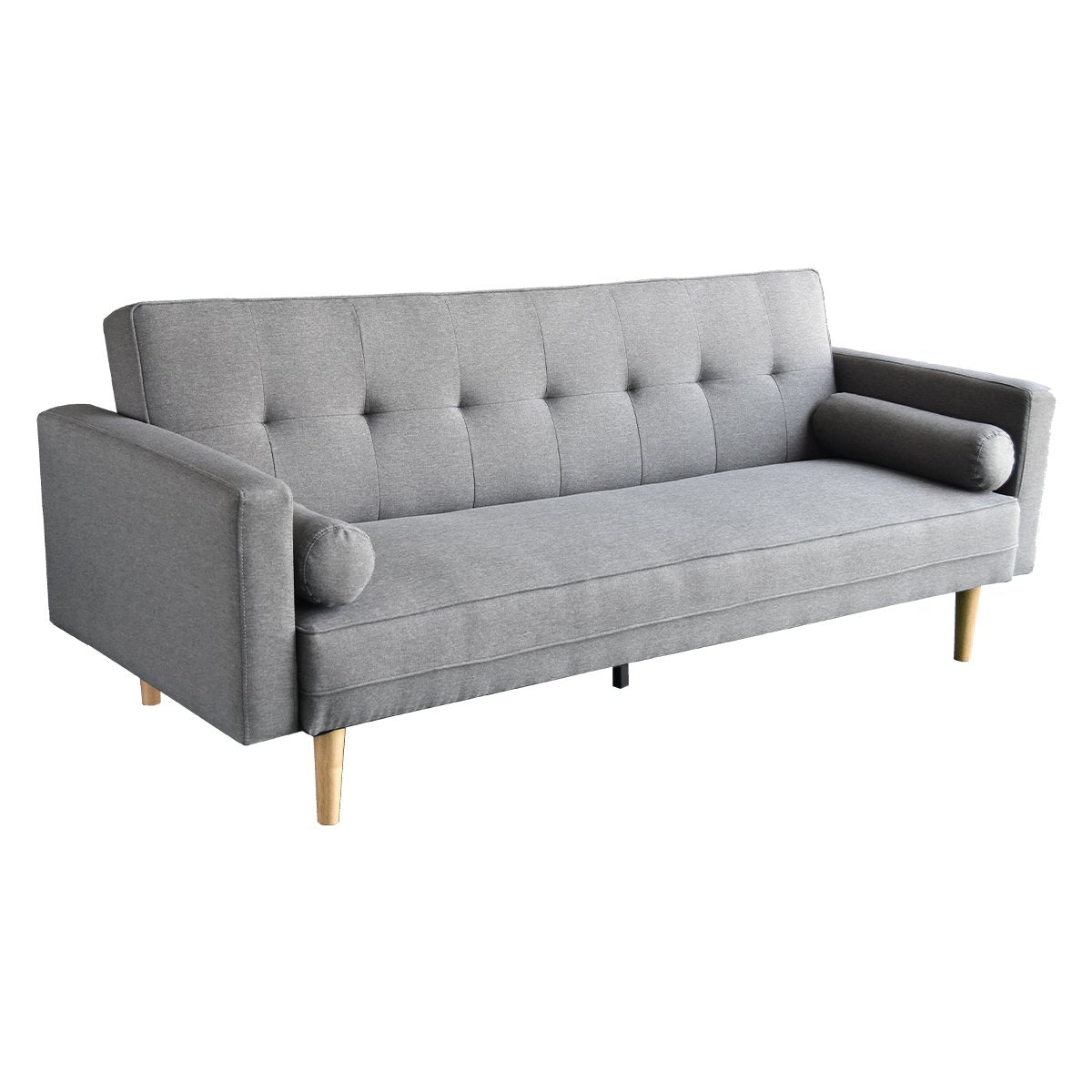 Arm Chairs & Recliners: Sarantino Madison Sofa Bed Lounge Couch Futon Furniture Home Light Grey Linen Suite