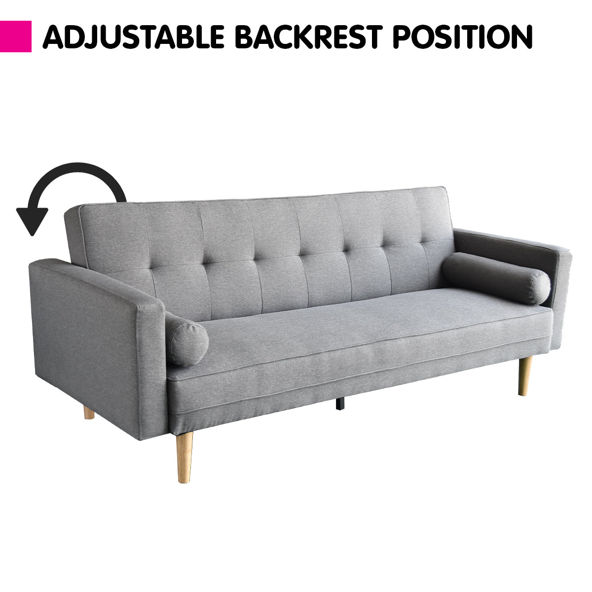 Arm Chairs & Recliners: Sarantino Madison Sofa Bed Lounge Couch Futon Furniture Home Light Grey Linen Suite