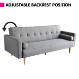 Arm Chairs & Recliners: Sarantino Madison Sofa Bed Lounge Couch Futon Furniture Home Light Grey Linen Suite