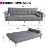 Arm Chairs & Recliners: Sarantino Madison Sofa Bed Lounge Couch Futon Furniture Home Light Grey Linen Suite