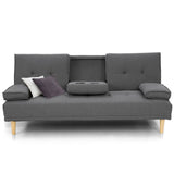 Arm Chairs & Recliners: Sarantino Rochester Linen Fabric Sofa Bed Lounge Couch Futon Furniture Suite - Dark Grey