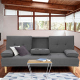 Arm Chairs & Recliners: Sarantino Rochester Linen Fabric Sofa Bed Lounge Couch Futon Furniture Suite - Dark Grey