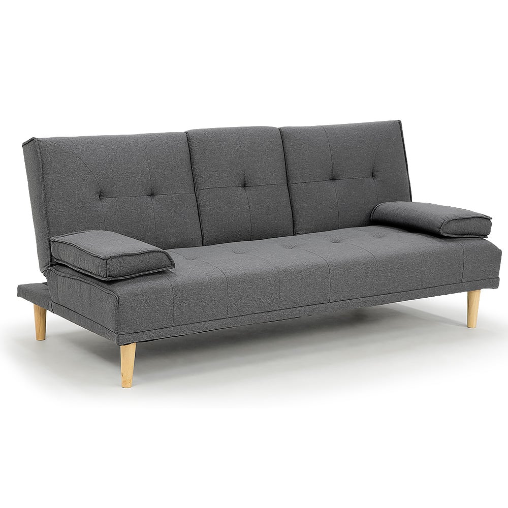 Arm Chairs & Recliners: Sarantino Rochester Linen Fabric Sofa Bed Lounge Couch Futon Furniture Suite - Dark Grey