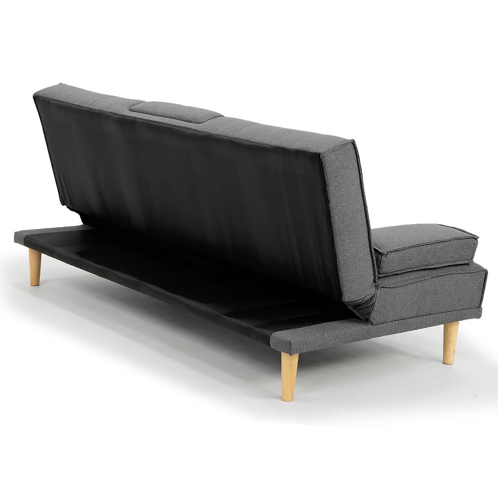 Arm Chairs & Recliners: Sarantino Rochester Linen Fabric Sofa Bed Lounge Couch Futon Furniture Suite - Dark Grey