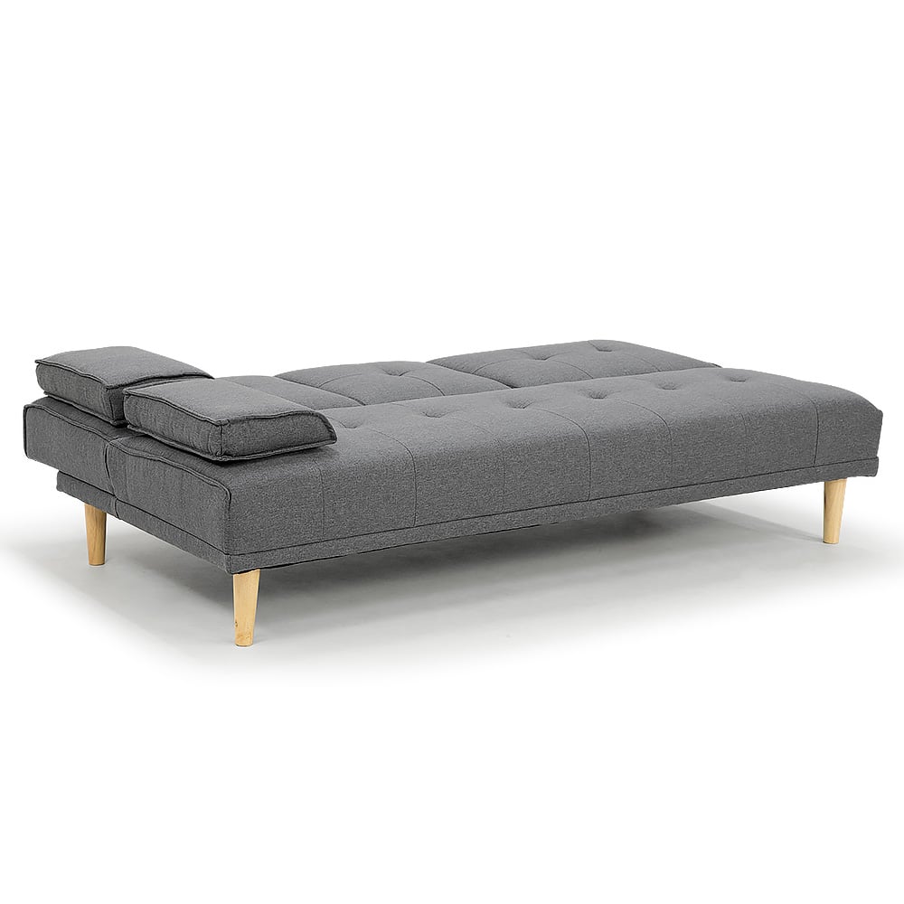 Arm Chairs & Recliners: Sarantino Rochester Linen Fabric Sofa Bed Lounge Couch Futon Furniture Suite - Dark Grey