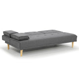 Arm Chairs & Recliners: Sarantino Rochester Linen Fabric Sofa Bed Lounge Couch Futon Furniture Suite - Dark Grey