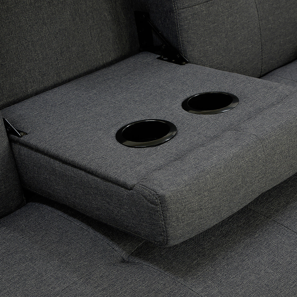Arm Chairs & Recliners: Sarantino Rochester Linen Fabric Sofa Bed Lounge Couch Futon Furniture Suite - Dark Grey