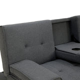 Arm Chairs & Recliners: Sarantino Rochester Linen Fabric Sofa Bed Lounge Couch Futon Furniture Suite - Dark Grey