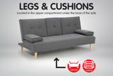 Arm Chairs & Recliners: Sarantino Rochester Linen Fabric Sofa Bed Lounge Couch Futon Furniture Suite - Dark Grey