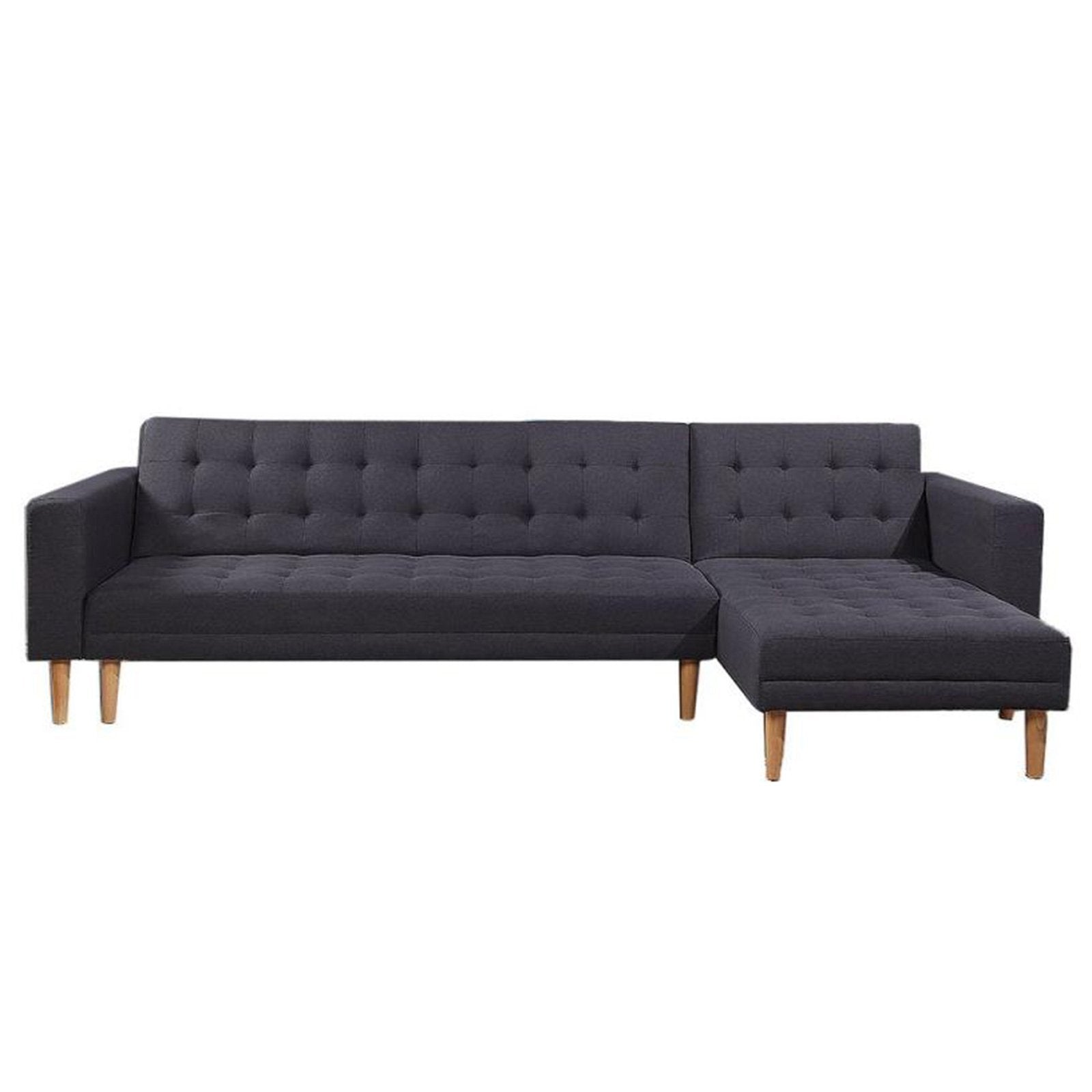 Arm Chairs & Recliners: Sarantino Linen Fabric Corner Sofa Bed Couch Lounge With Chaise Furniture - Dark Grey