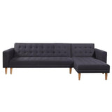Arm Chairs & Recliners: Sarantino Linen Fabric Corner Sofa Bed Couch Lounge With Chaise Furniture - Dark Grey