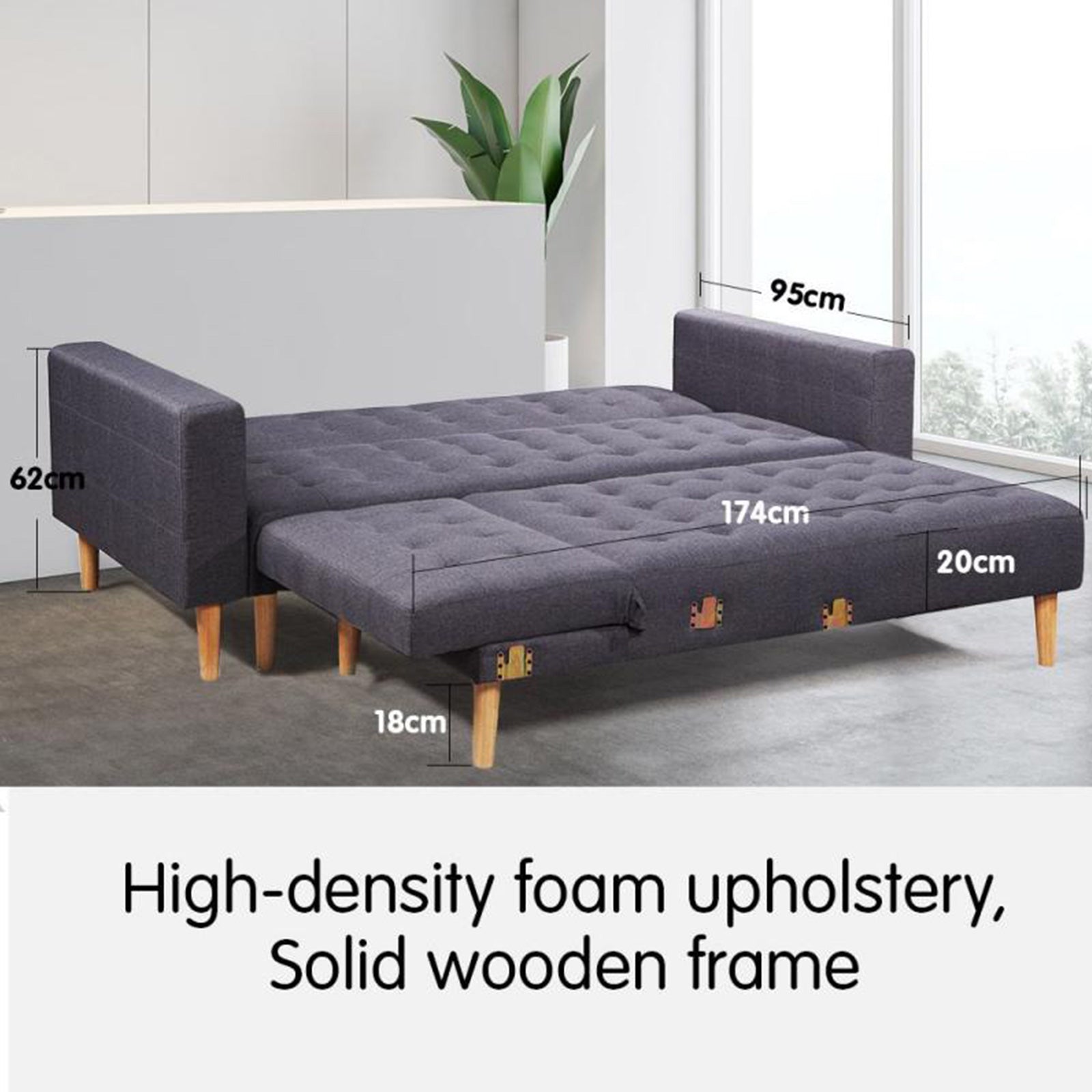 Arm Chairs & Recliners: Sarantino Linen Fabric Corner Sofa Bed Couch Lounge With Chaise Furniture - Dark Grey