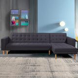 Arm Chairs & Recliners: Sarantino Linen Fabric Corner Sofa Bed Couch Lounge With Chaise Furniture - Dark Grey