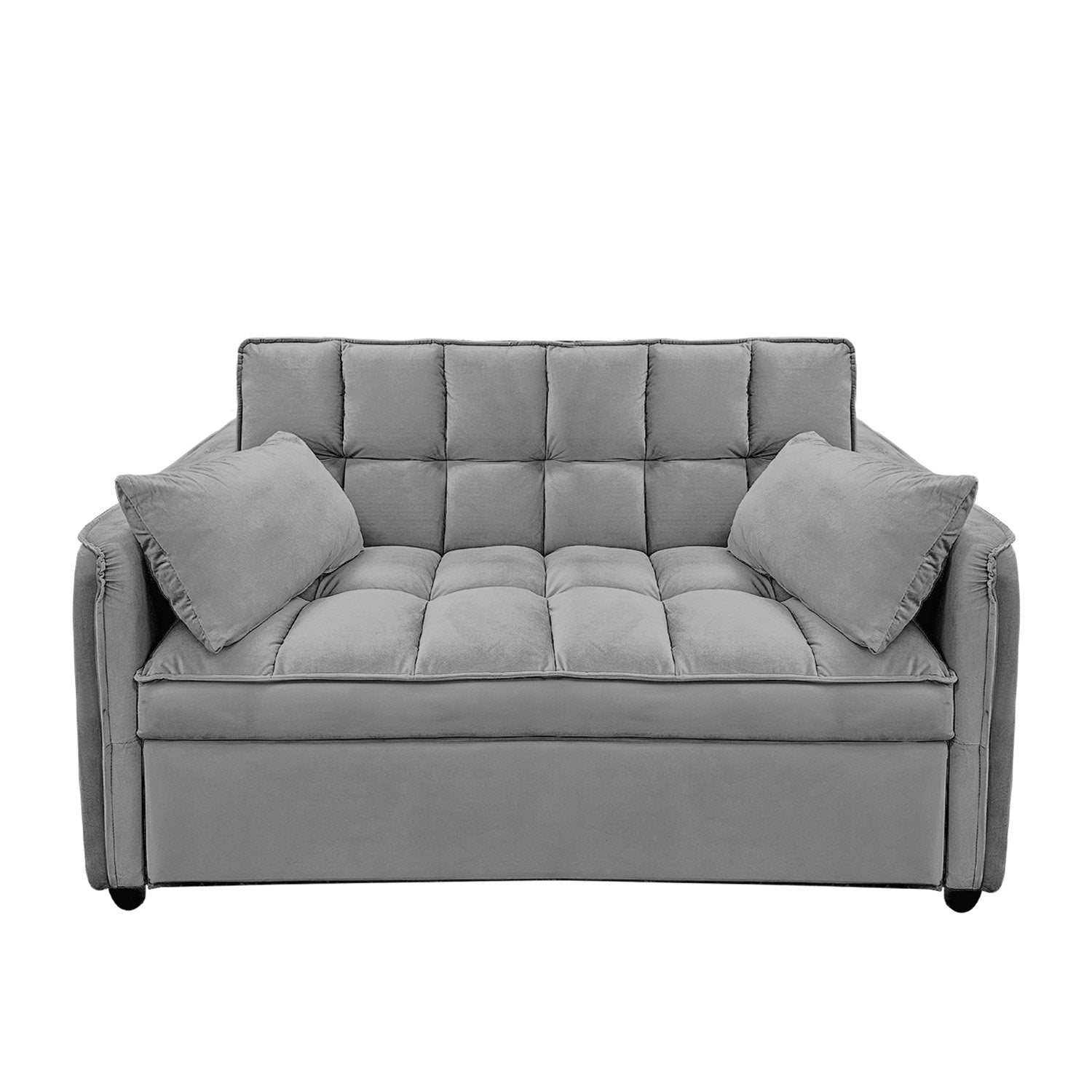 Arm Chairs & Recliners: Sarantino Quincy 2-Seater Velvet Sofa Bed in Dark Grey with Wooden Frame and Tufted Design