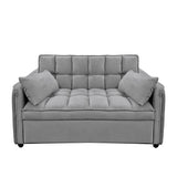 Arm Chairs & Recliners: Sarantino Quincy 2-Seater Velvet Sofa Bed in Dark Grey with Wooden Frame and Tufted Design