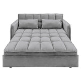 Arm Chairs & Recliners: Sarantino Quincy 2-Seater Velvet Sofa Bed in Dark Grey with Wooden Frame and Tufted Design