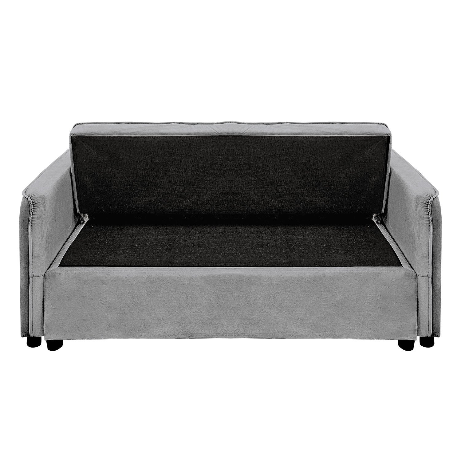Arm Chairs & Recliners: Sarantino Quincy 2-Seater Velvet Sofa Bed in Dark Grey with Wooden Frame and Tufted Design