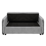 Arm Chairs & Recliners: Sarantino Quincy 2-Seater Velvet Sofa Bed in Dark Grey with Wooden Frame and Tufted Design