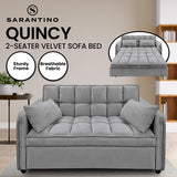 Arm Chairs & Recliners: Sarantino Quincy 2-Seater Velvet Sofa Bed in Dark Grey with Wooden Frame and Tufted Design