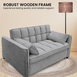 Arm Chairs & Recliners: Sarantino Quincy 2-Seater Velvet Sofa Bed in Dark Grey with Wooden Frame and Tufted Design