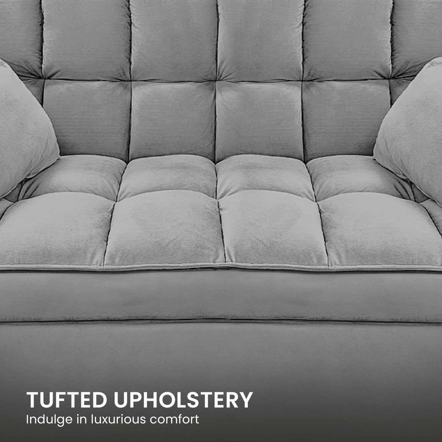 Arm Chairs & Recliners: Sarantino Quincy 2-Seater Velvet Sofa Bed in Dark Grey with Wooden Frame and Tufted Design