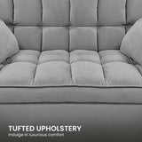 Arm Chairs & Recliners: Sarantino Quincy 2-Seater Velvet Sofa Bed in Dark Grey with Wooden Frame and Tufted Design
