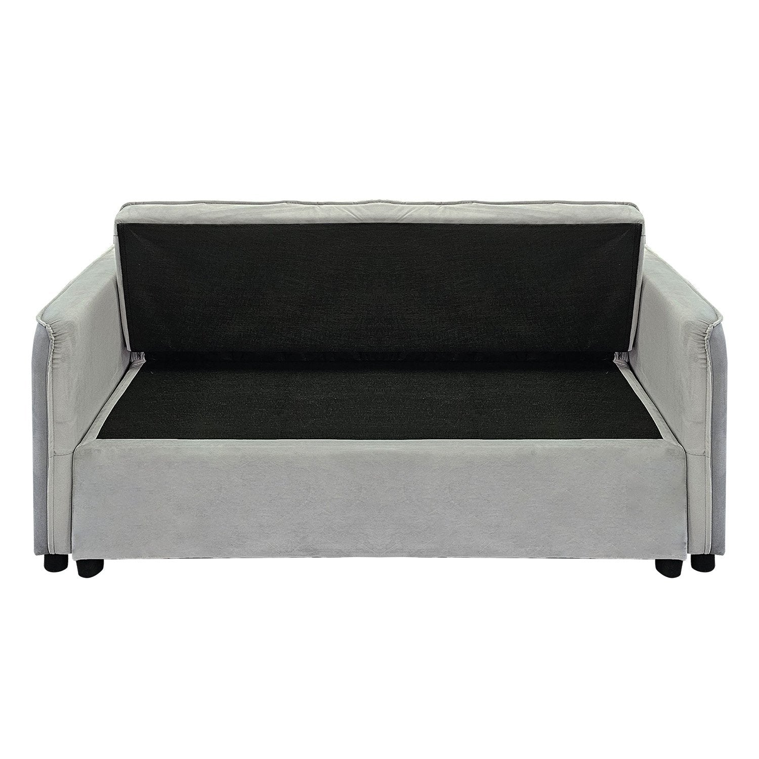 Arm Chairs & Recliners: Sarantino Quincy 2-Seater Velvet Sofa Bed in Light Grey with Wooden Frame and Tufted Design
