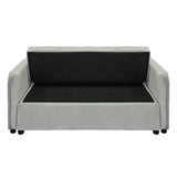 Arm Chairs & Recliners: Sarantino Quincy 2-Seater Velvet Sofa Bed in Light Grey with Wooden Frame and Tufted Design