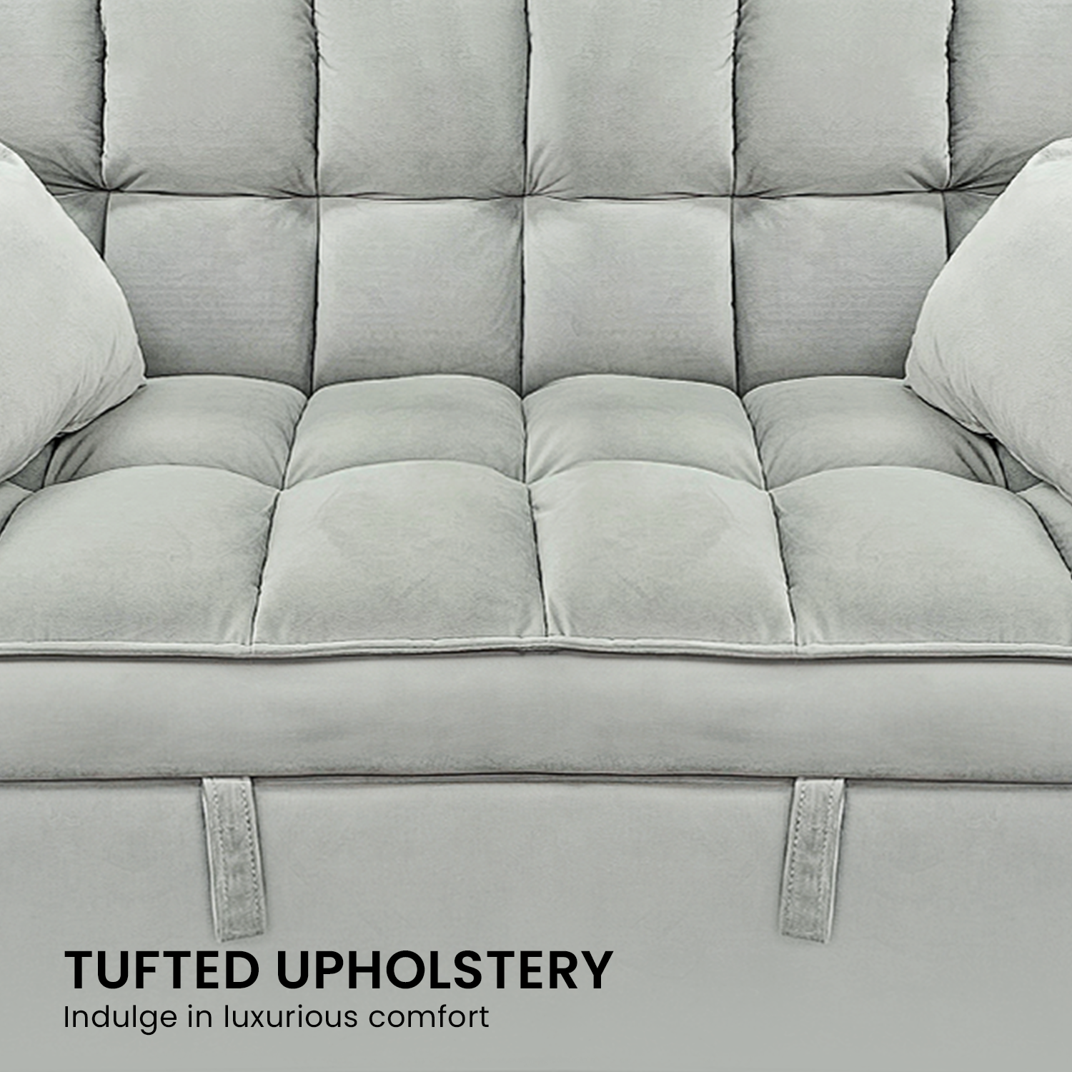 Arm Chairs & Recliners: Sarantino Quincy 2-Seater Velvet Sofa Bed in Light Grey with Wooden Frame and Tufted Design