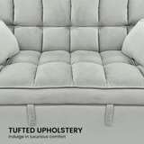 Arm Chairs & Recliners: Sarantino Quincy 2-Seater Velvet Sofa Bed in Light Grey with Wooden Frame and Tufted Design