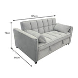 Arm Chairs & Recliners: Sarantino Quincy 2-Seater Velvet Sofa Bed in Light Grey with Wooden Frame and Tufted Design