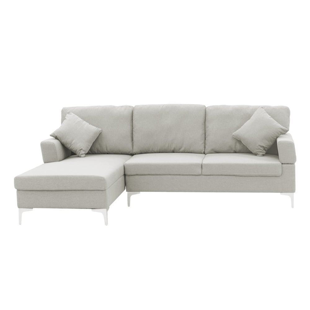Arm Chairs & Recliners: Sarantino Linen Corner Sofa Couch Lounge L-shape W/right Chaise Seat Light Grey
