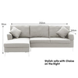 Arm Chairs & Recliners: Sarantino Linen Corner Sofa Couch Lounge L-shape W/right Chaise Seat Light Grey