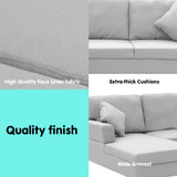 Arm Chairs & Recliners: Sarantino Linen Corner Sofa Couch Lounge L-shape W/right Chaise Seat Light Grey
