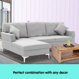 Arm Chairs & Recliners: Sarantino Linen Corner Sofa Couch Lounge L-shape W/right Chaise Seat Light Grey