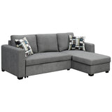 Arm Chairs & Recliners: Sarantino Fontana Pullout Sofa Bed with Storage Chaise Lounge - Grey