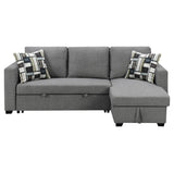 Arm Chairs & Recliners: Sarantino Fontana Pullout Sofa Bed with Storage Chaise Lounge - Grey