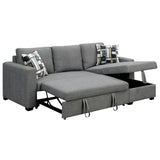 Arm Chairs & Recliners: Sarantino Fontana Pullout Sofa Bed with Storage Chaise Lounge - Grey
