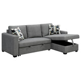 Arm Chairs & Recliners: Sarantino Fontana Pullout Sofa Bed with Storage Chaise Lounge - Grey