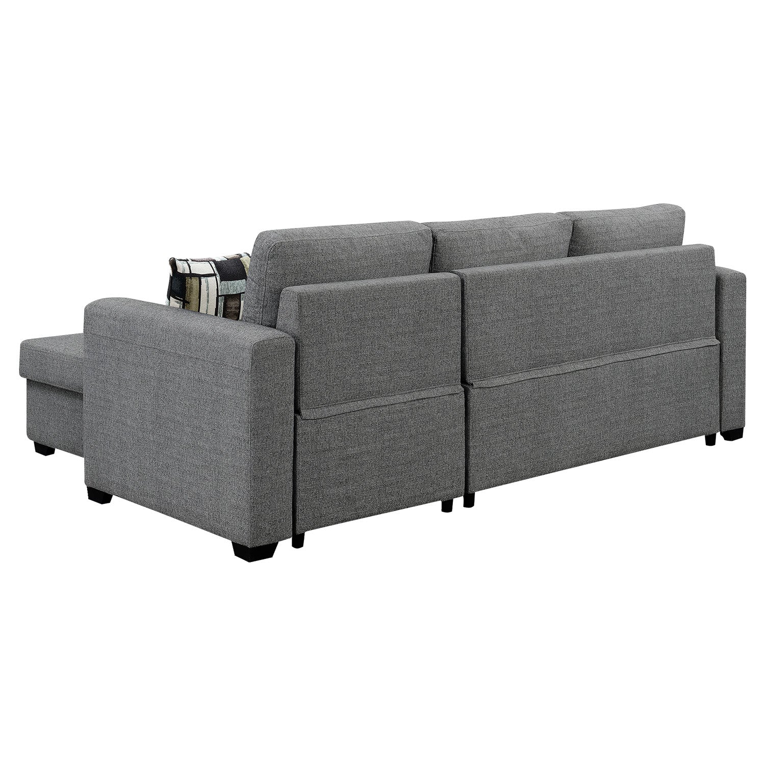 Arm Chairs & Recliners: Sarantino Fontana Pullout Sofa Bed with Storage Chaise Lounge - Grey